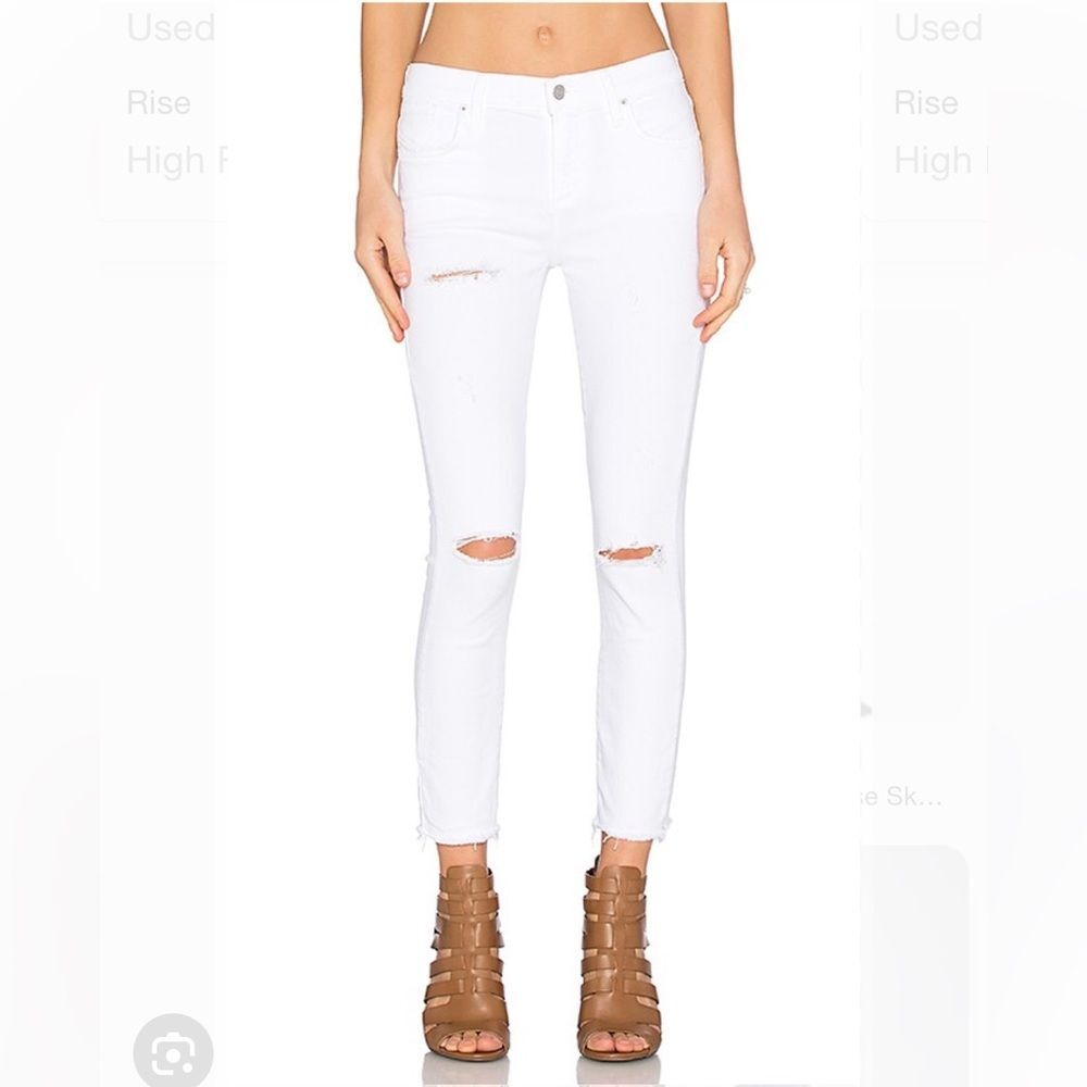 Agolde Sophie High Rise Crop Skinny Jeans Distressed White Size 24 - Picture 4 of 6